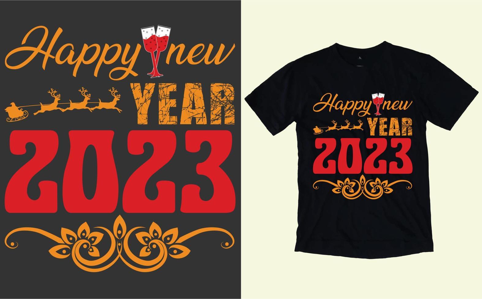 Happy New Year Typography and Graphic T-shirt vector