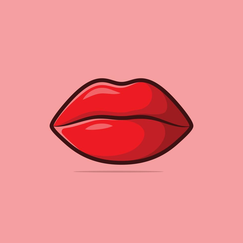 labios de mujer con pintalabios rojo vector