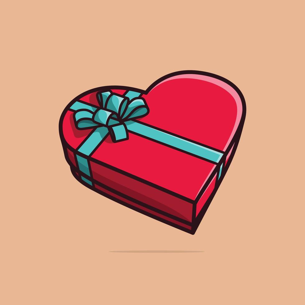 Caja de regalo de corazón con cinta en la ilustración de vector de fondo de piel