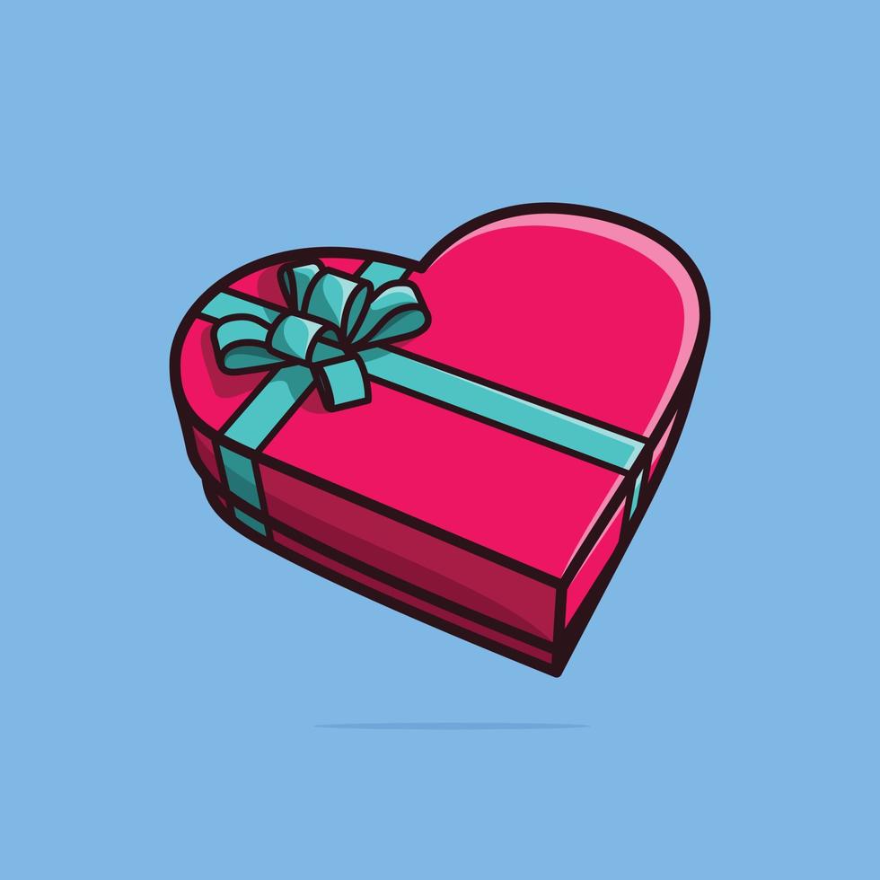 Caja de regalo de corazón con cinta en la ilustración de vector de fondo de piel