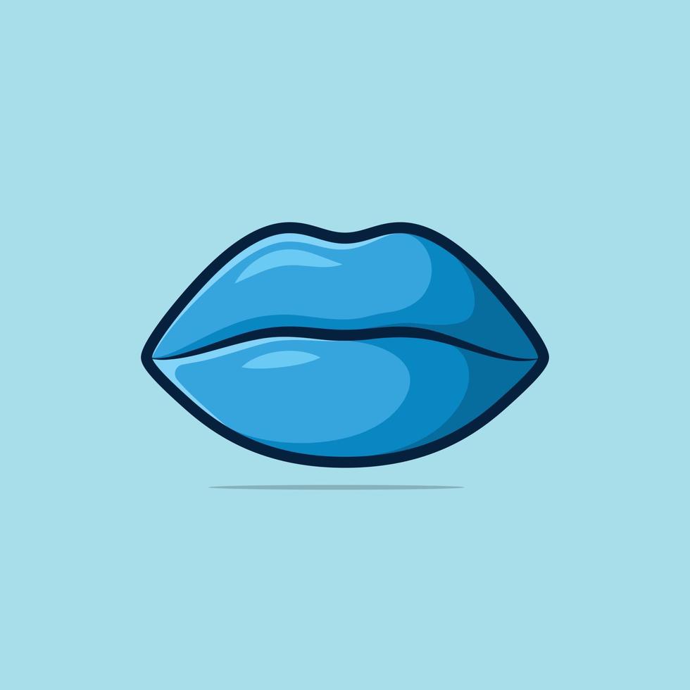 Woman lips with blue lipstick and kiss gesture vector