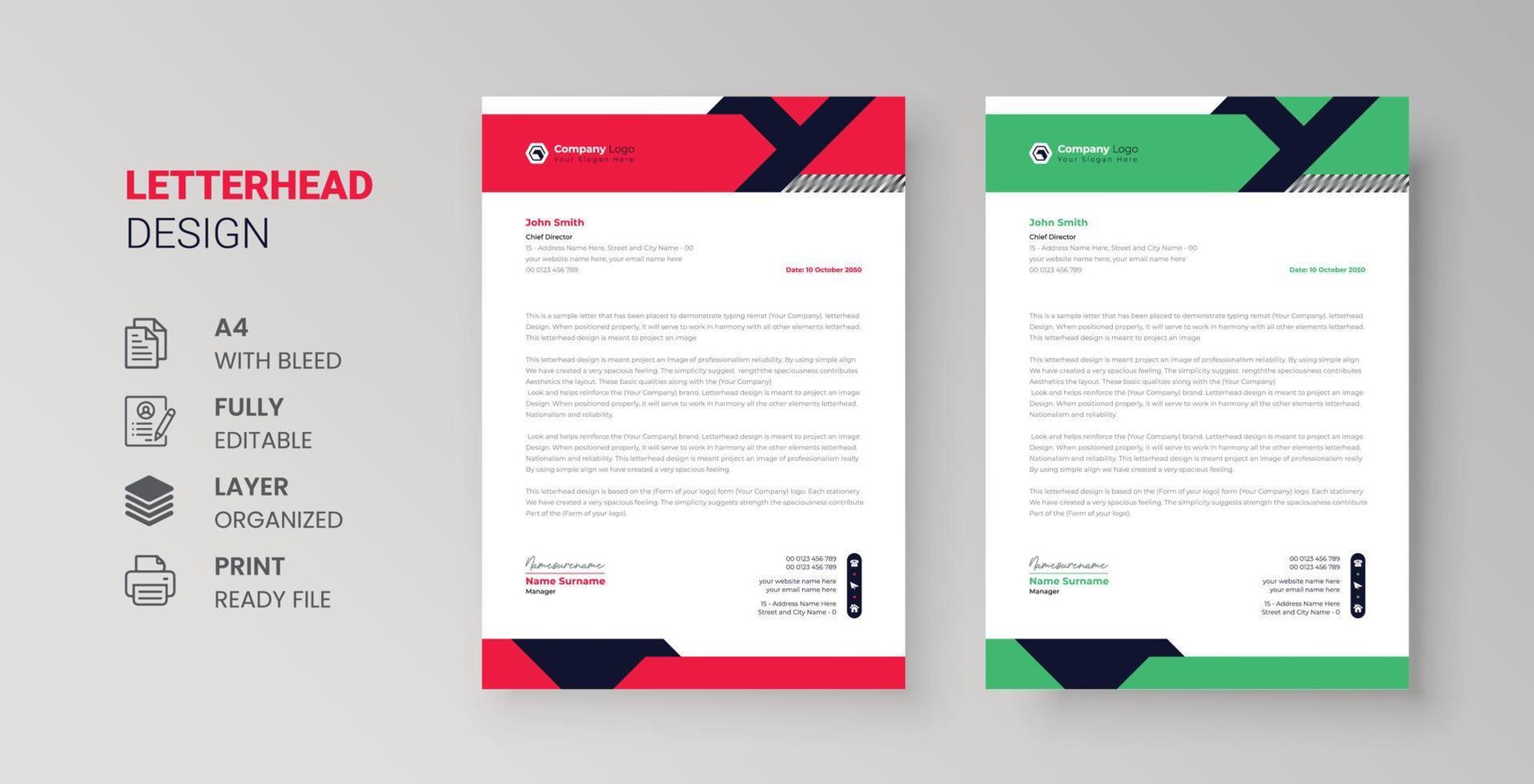 letterhead design for business modern corporate identity stylish company invoice and a4 cover design vector