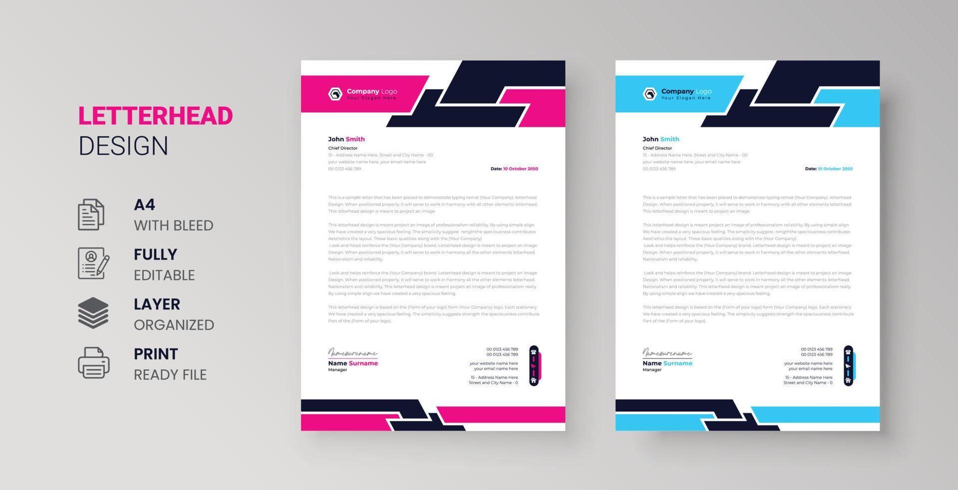 letterhead design for business modern corporate identity stylish company invoice and a4 cover design vector