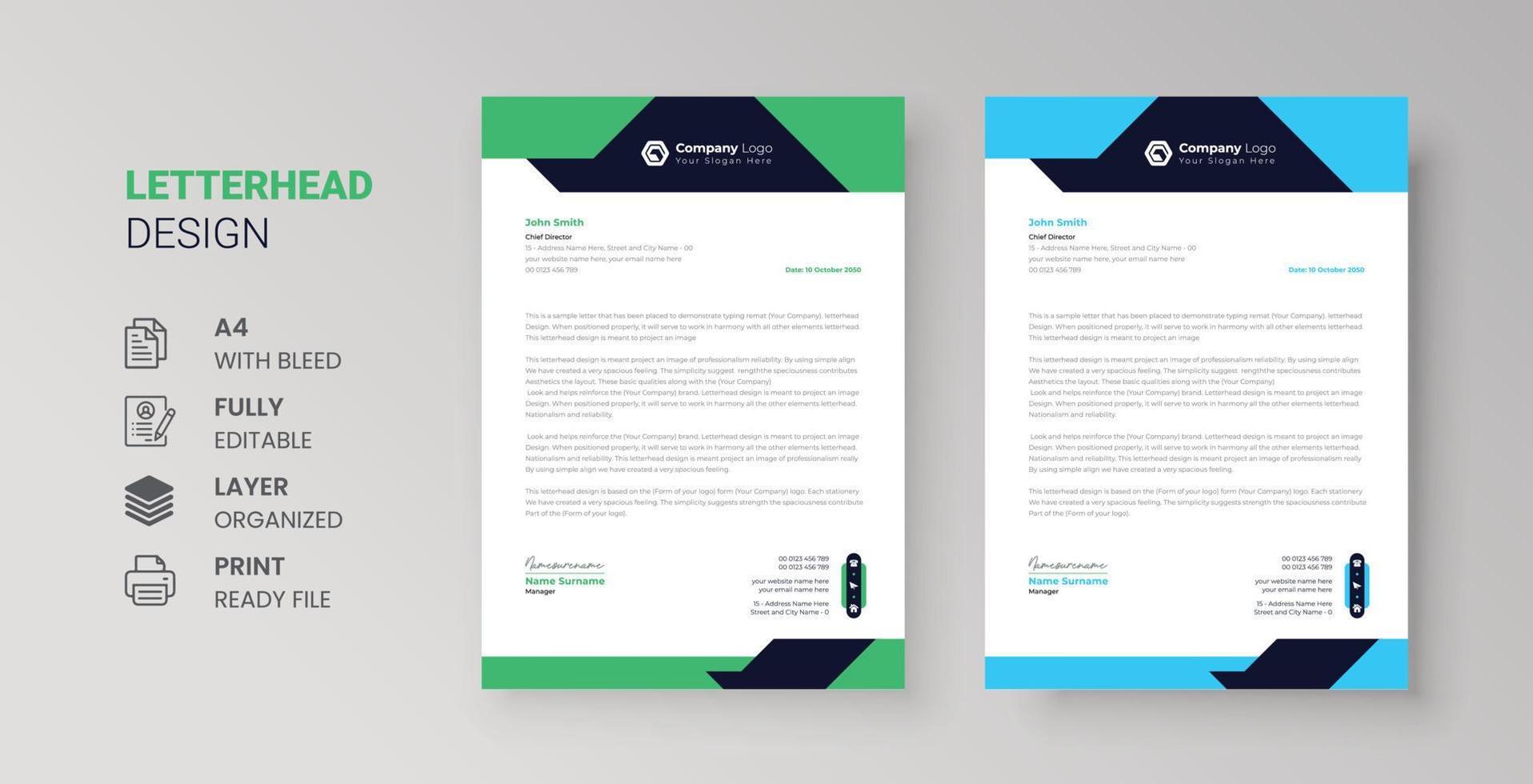 letterhead design for business modern corporate identity stylish company invoice and a4 cover design vector