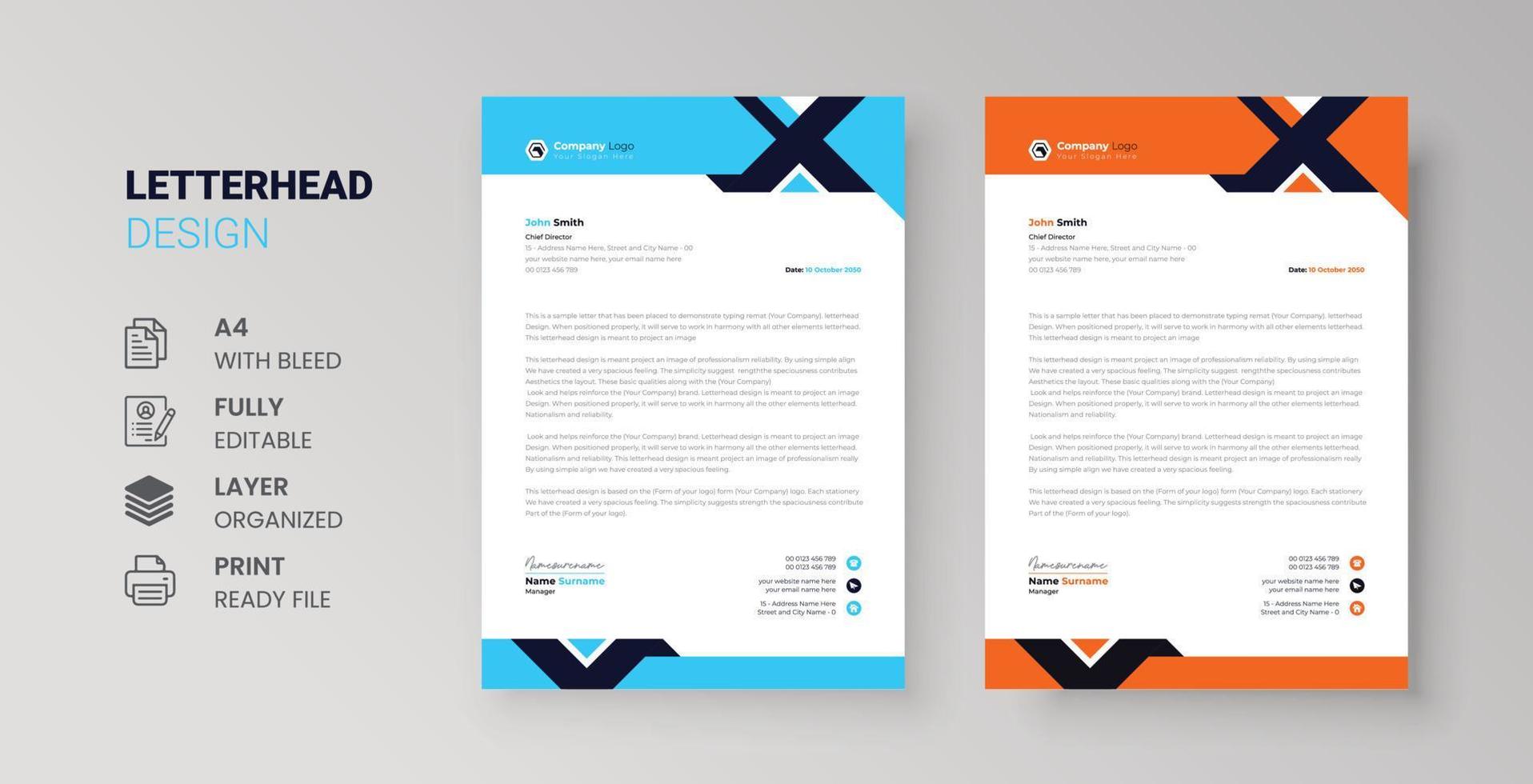 creative business letterhead corporate identity stylish company invoice and cover design a4 size vector