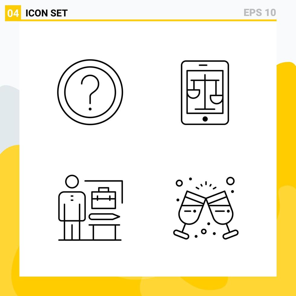 Collection of 4 Universal Line Icons. Icon Set for Web and Mobile. vector