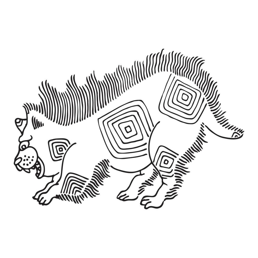 a hairy cat with strange patterns on its body vector