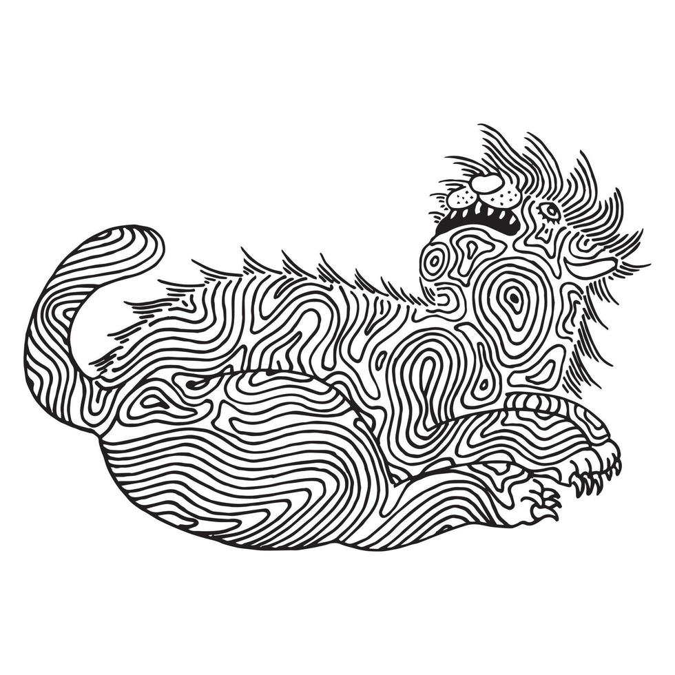 a hairy cat that has an abstract wood pattern on its body is looking up vector