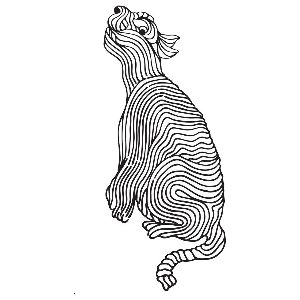 a standing cat formed from curved lines.eps vector