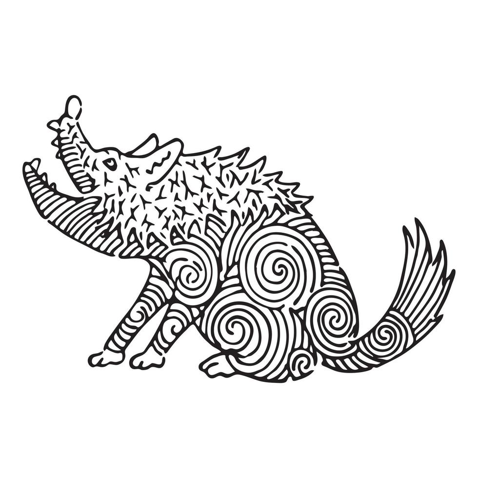 un lobo con un patrón en espiral vector