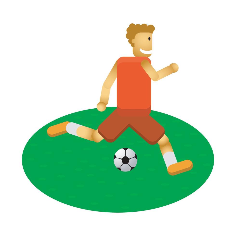 un hombre jugando al fútbol en el campo vector