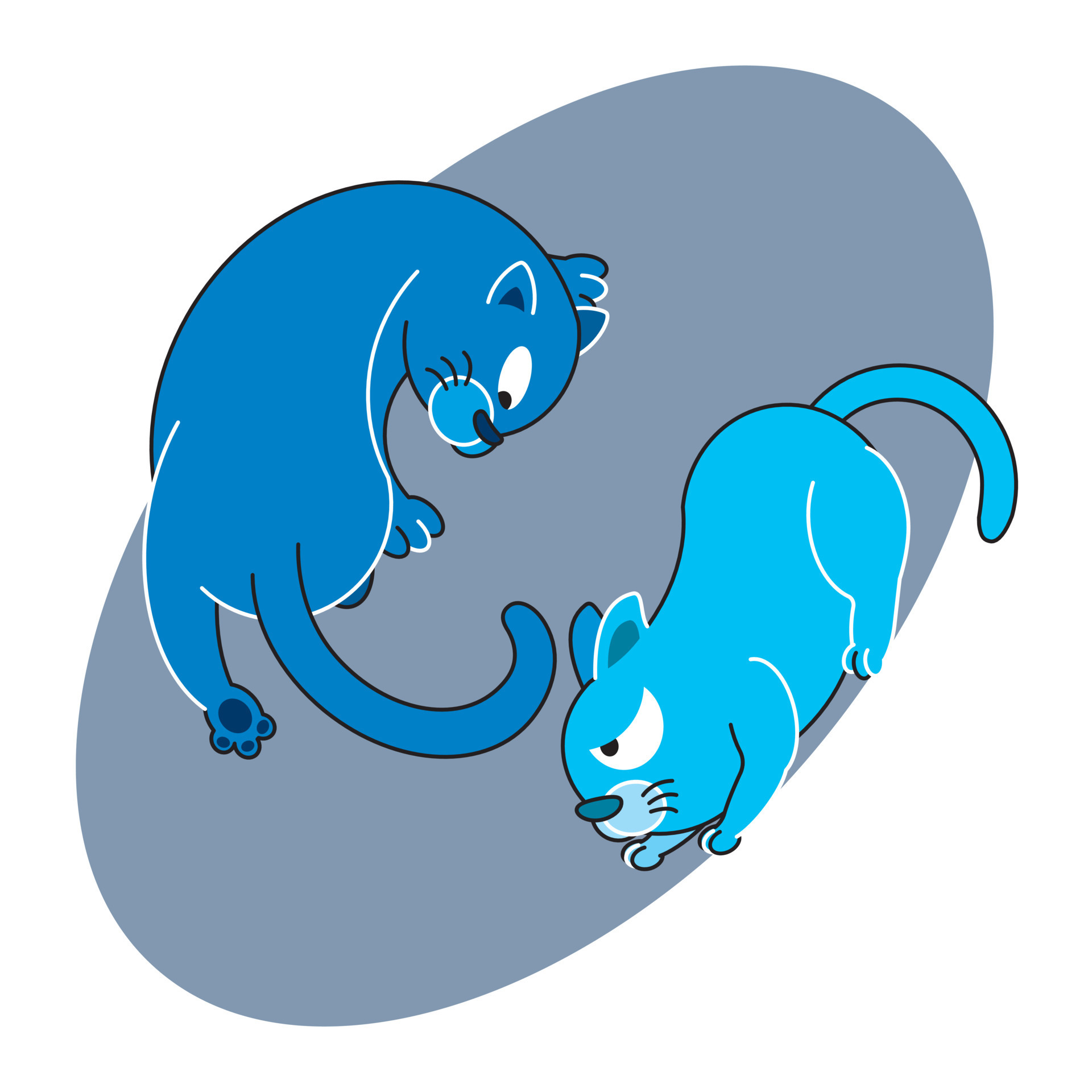 two cats chasing each other 14849396 Vector Art at Vecteezy