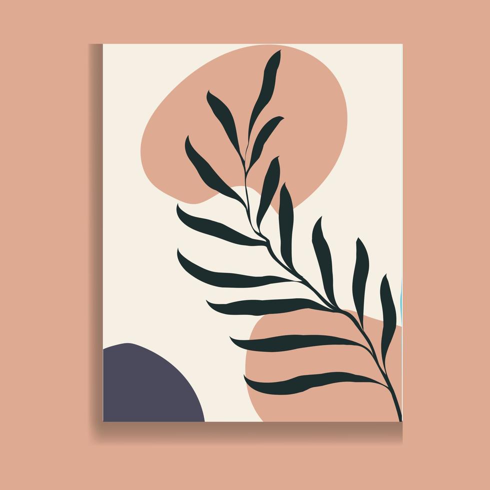 vector de fondo de naturaleza de arte abstracto. papel tapiz de arte de línea de forma moderna. hojas tropicales botánicas de follaje boho y diseño de motivos florales para la decoración del hogar, el arte de la pared, la publicación en las redes sociales y el fondo de la historia