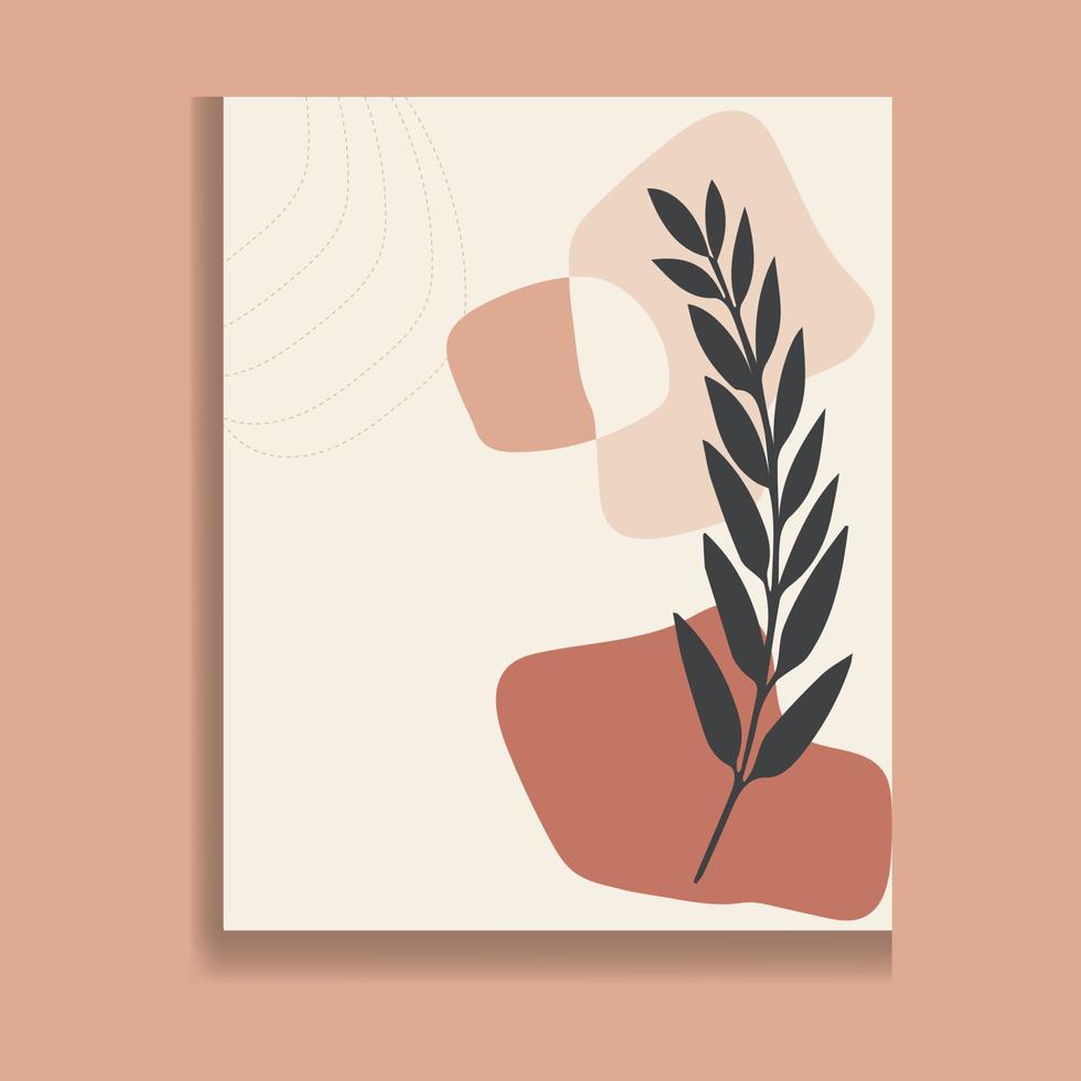 Botanical wall art vector. Foliage line art drawing with abstract shape. Abstract Plant Art design for print, cover, wallpaper, Minimal and natural wall art. Vector illustration.