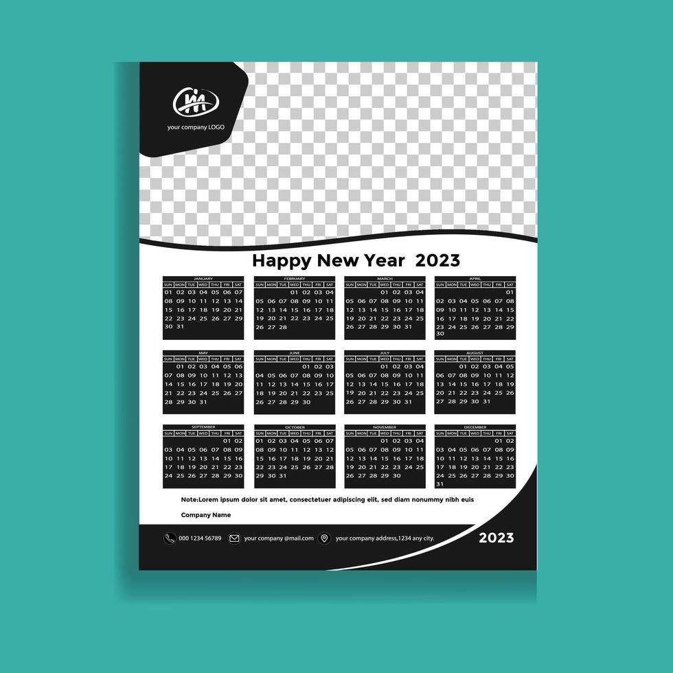 Calendar 2023 - vector illustration. Week starts on Sunday