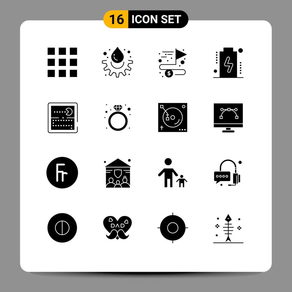 16 iconos creativos, signos y símbolos modernos de juegos, dispositivos de competición completos, elementos de diseño vectorial editables vector