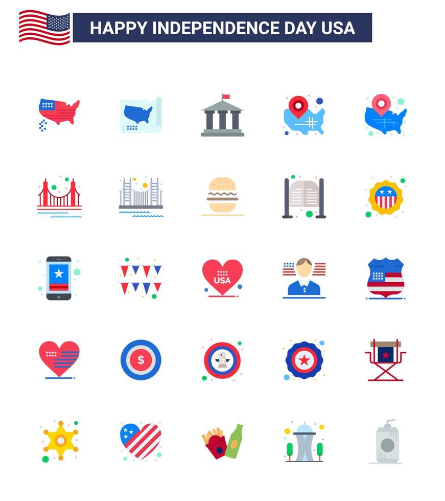 25 Creative USA Icons Modern Independence Signs and 4th July Symbols of bridge wisconsin bank usa map Editable USA Day Vector Design Elements