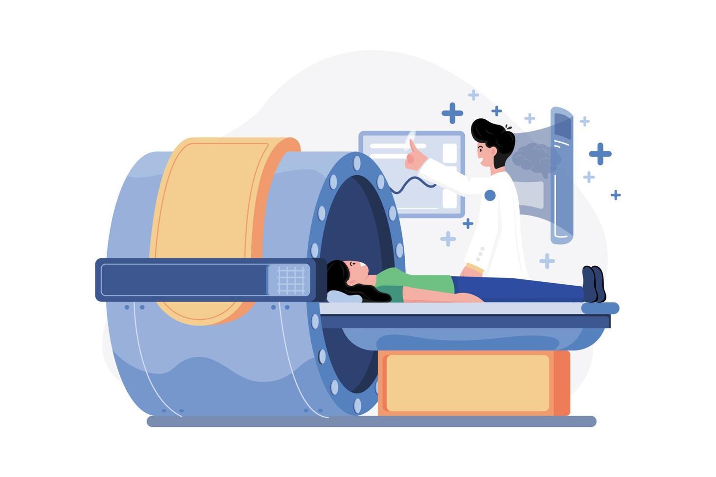 Doctor Checking Patient Health Using MRI Machine vector