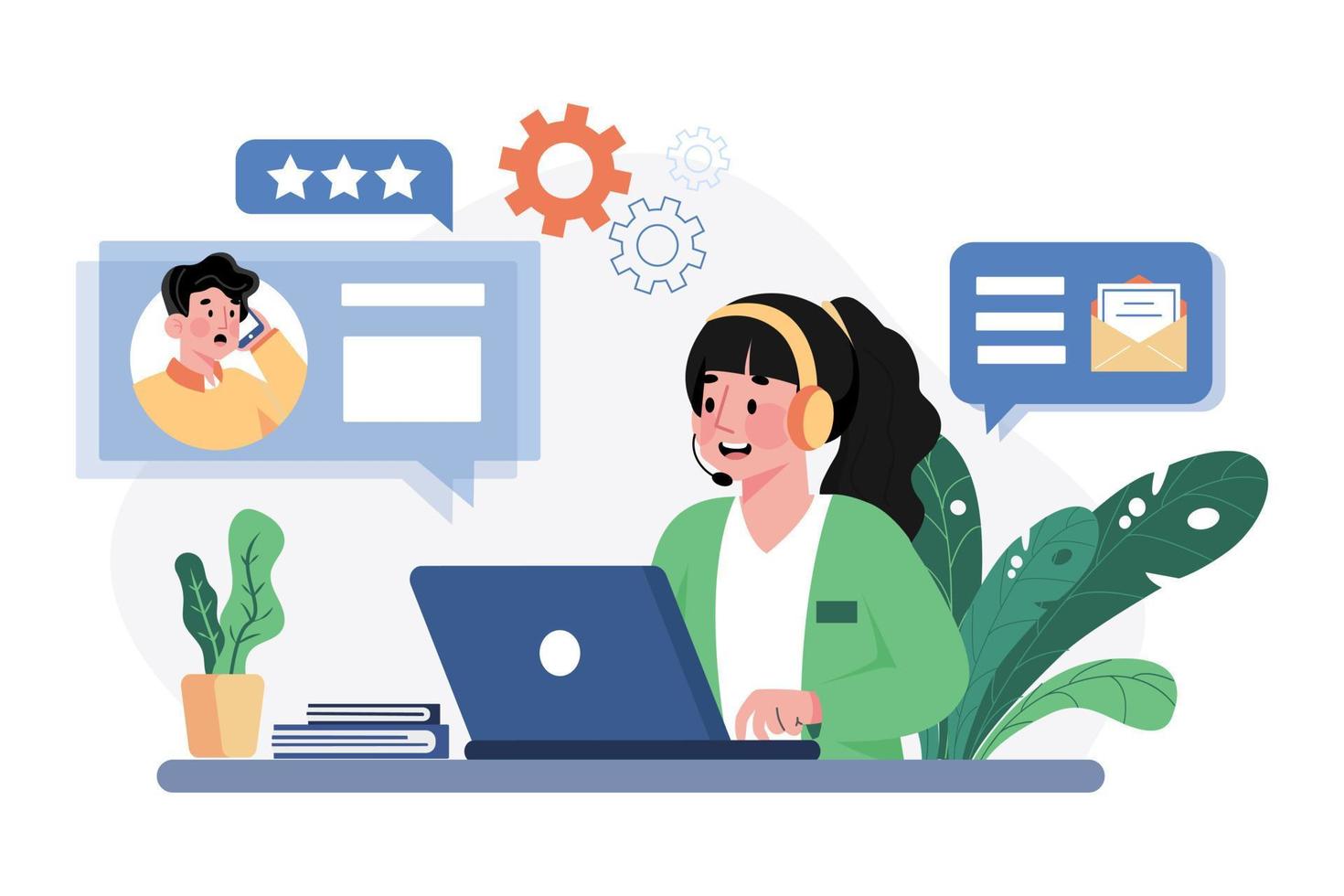 Customer Service flat illustration concept on white background vector