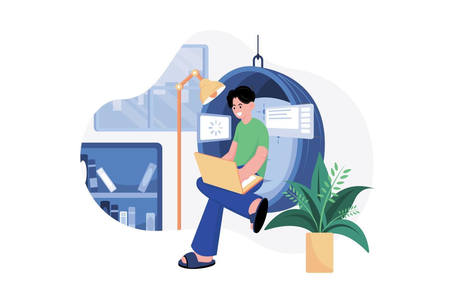 Male Freelancer Working From Home vector