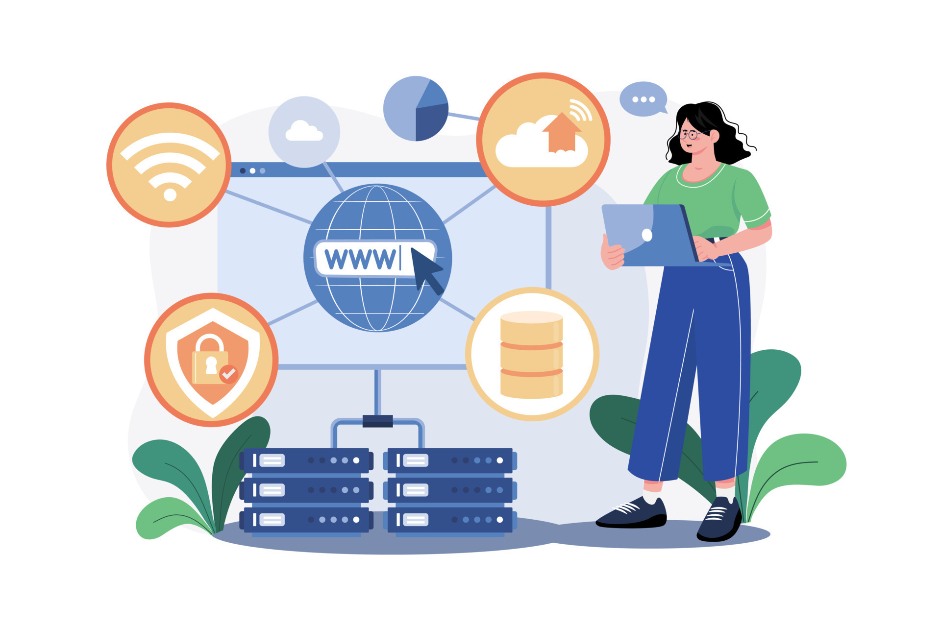 Network Administrator Illustration concept. A flat illustration