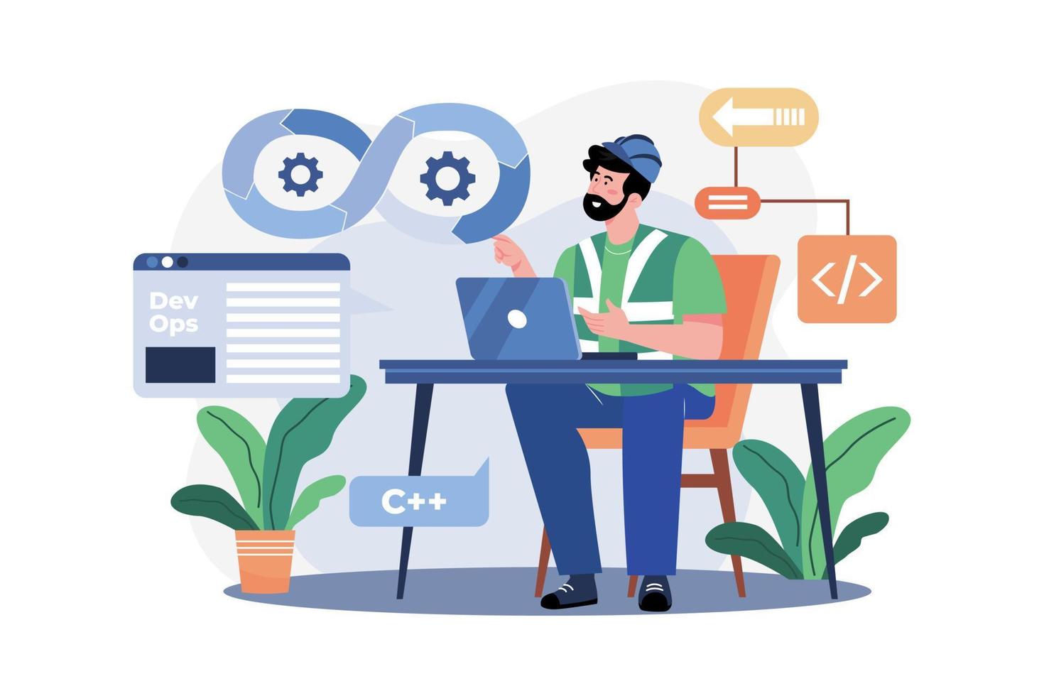 Devops Engineer Illustration concept. A flat illustration isolated on white background vector