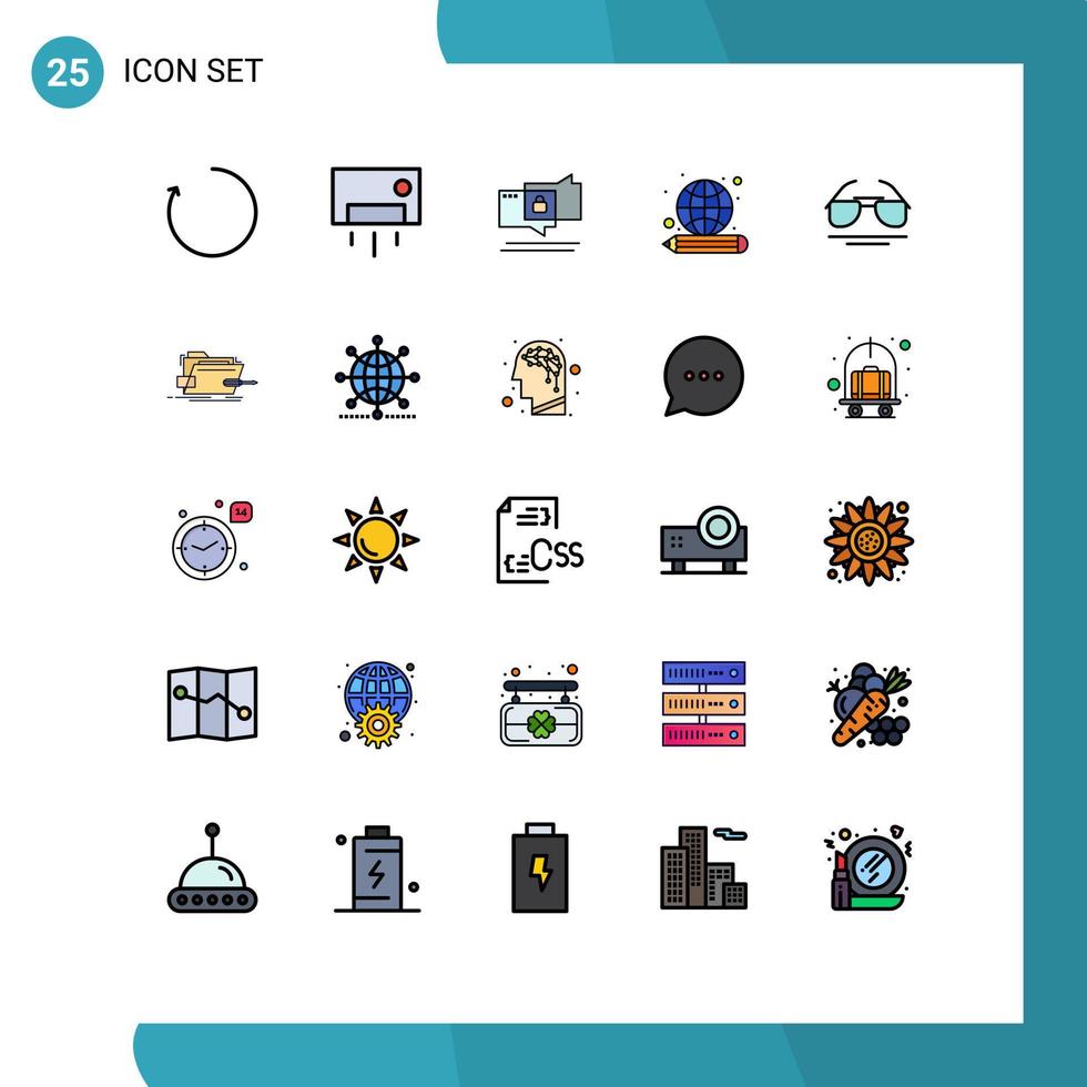 Set of 25 Modern UI Icons Symbols Signs for eye knowledge chat global article Editable Vector Design Elements