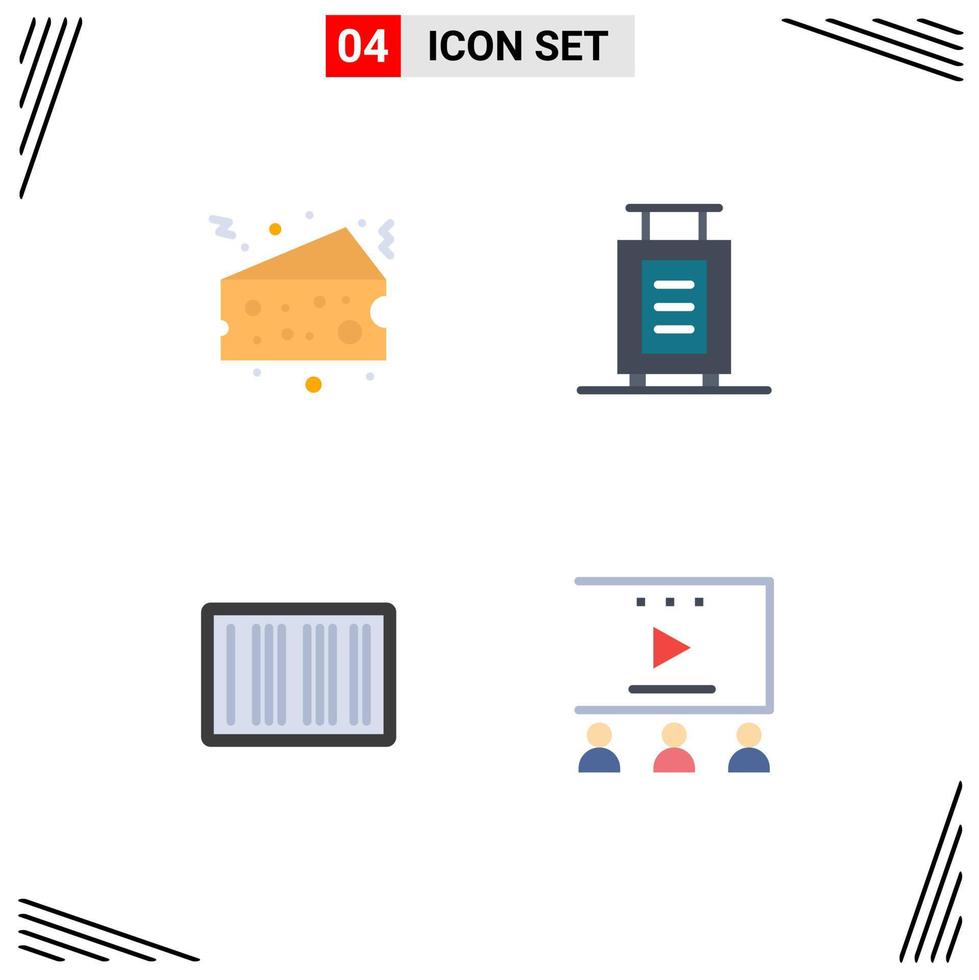 4 Universal Flat Icon Signs Symbols of cake ecommerce food suitcase online advertisement Editable Vector Design Elements