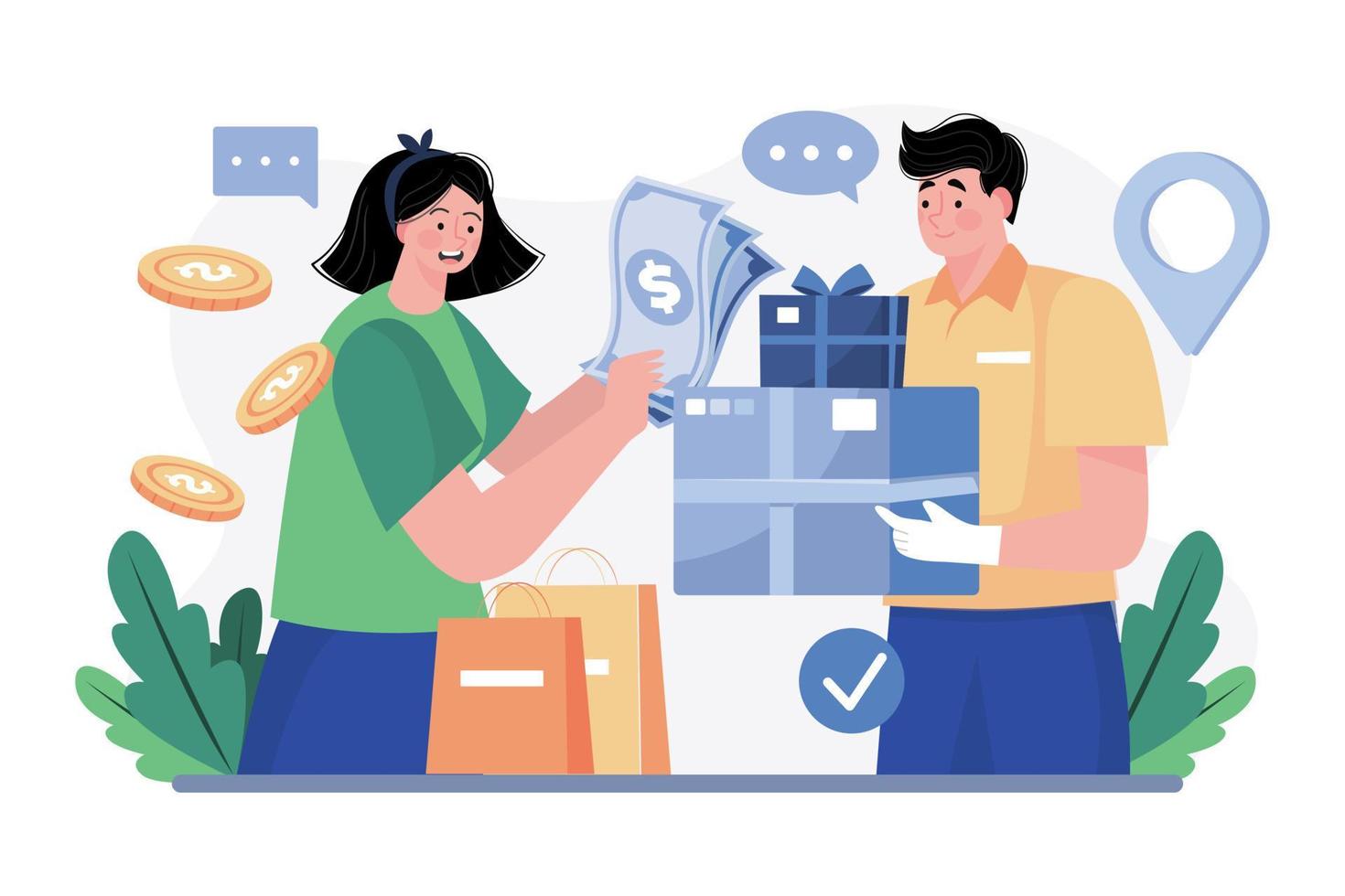 Cash On Delivery Illustration concept. A flat illustration isolated on white background vector