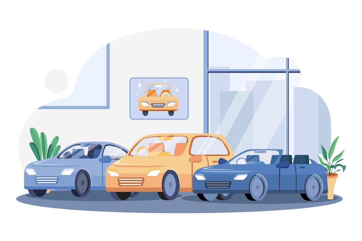 Car Showroom View Illustration concept. A flat illustration isolated on white background vector