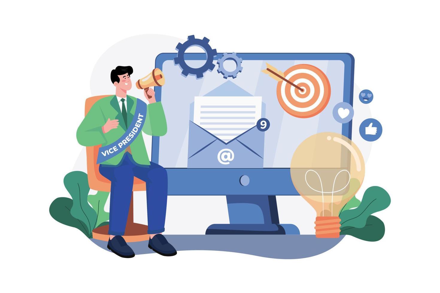 Vice President Of Marketing Illustration concept. A flat illustration isolated on white background vector