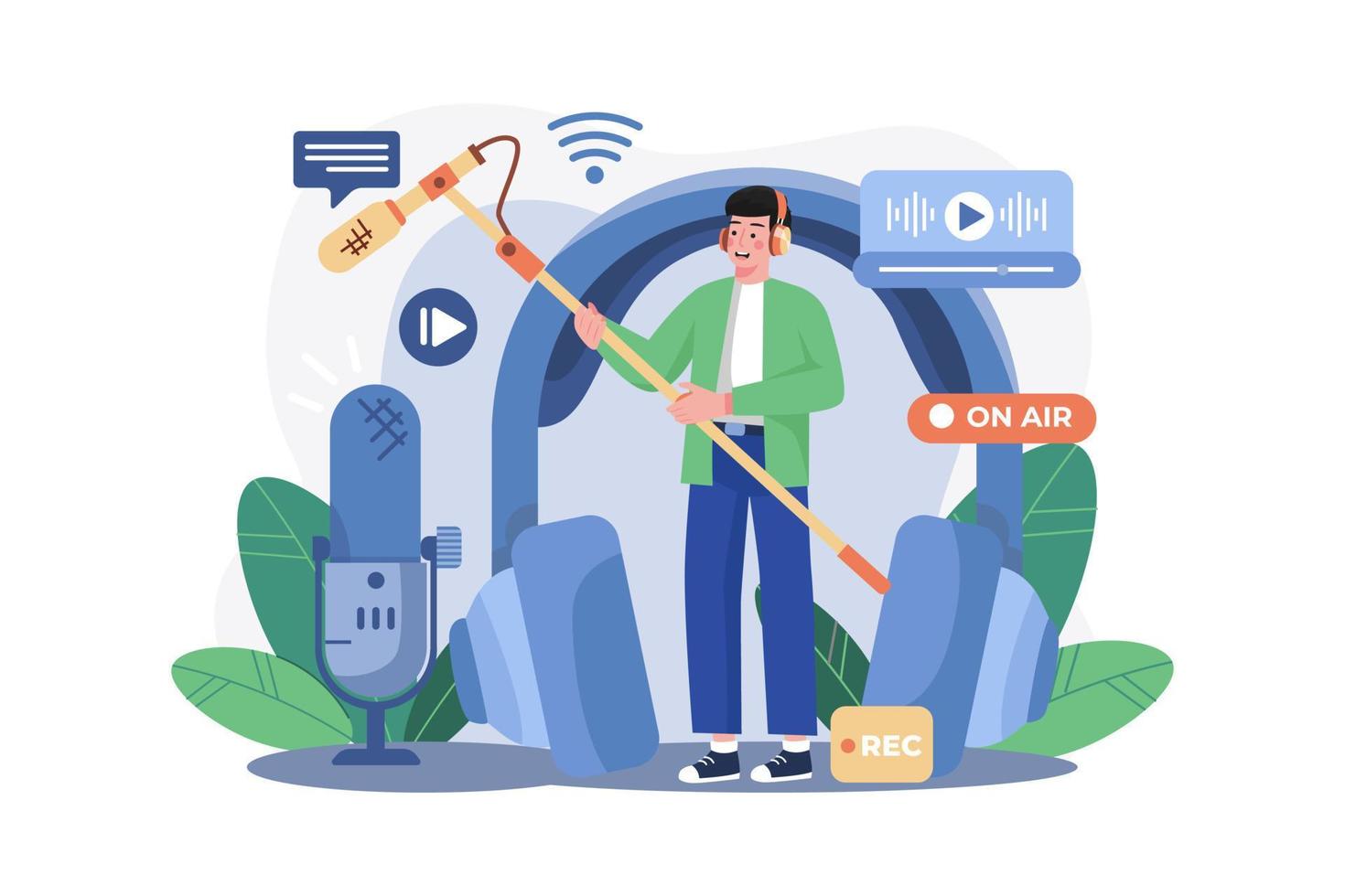 Sound Engineer Illustration concept on white vector