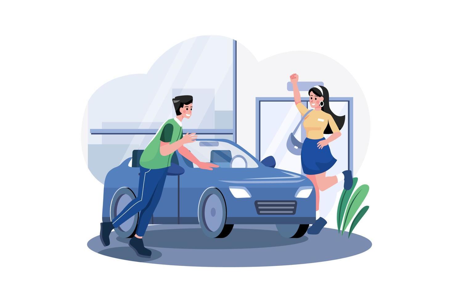 Couple Looking To Buy A New Car vector