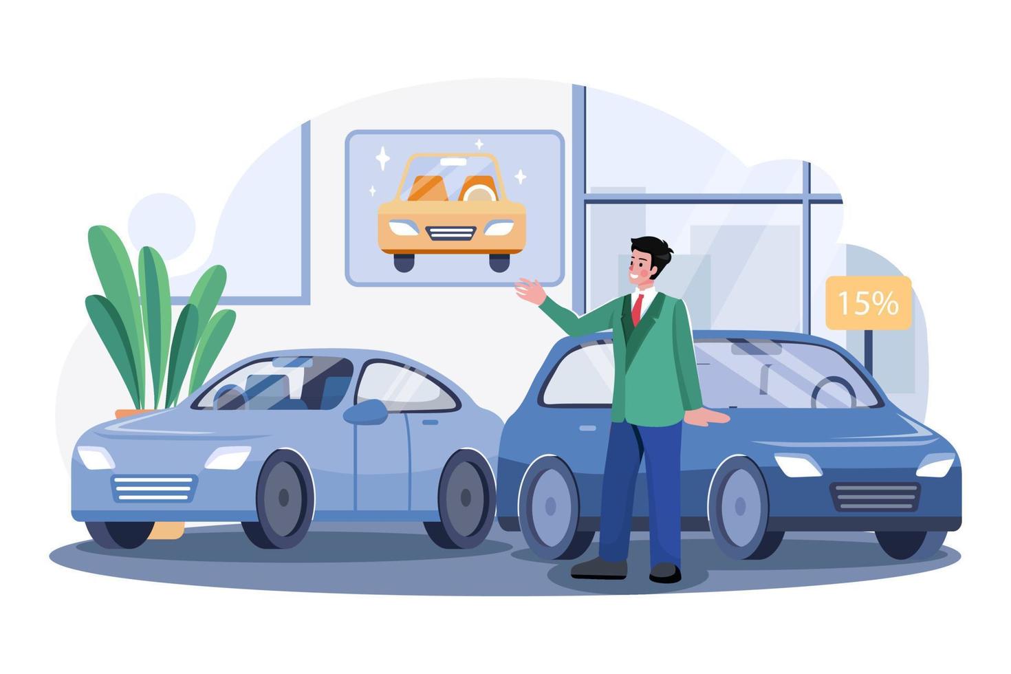 Male Car Agent In A Car Showroom vector