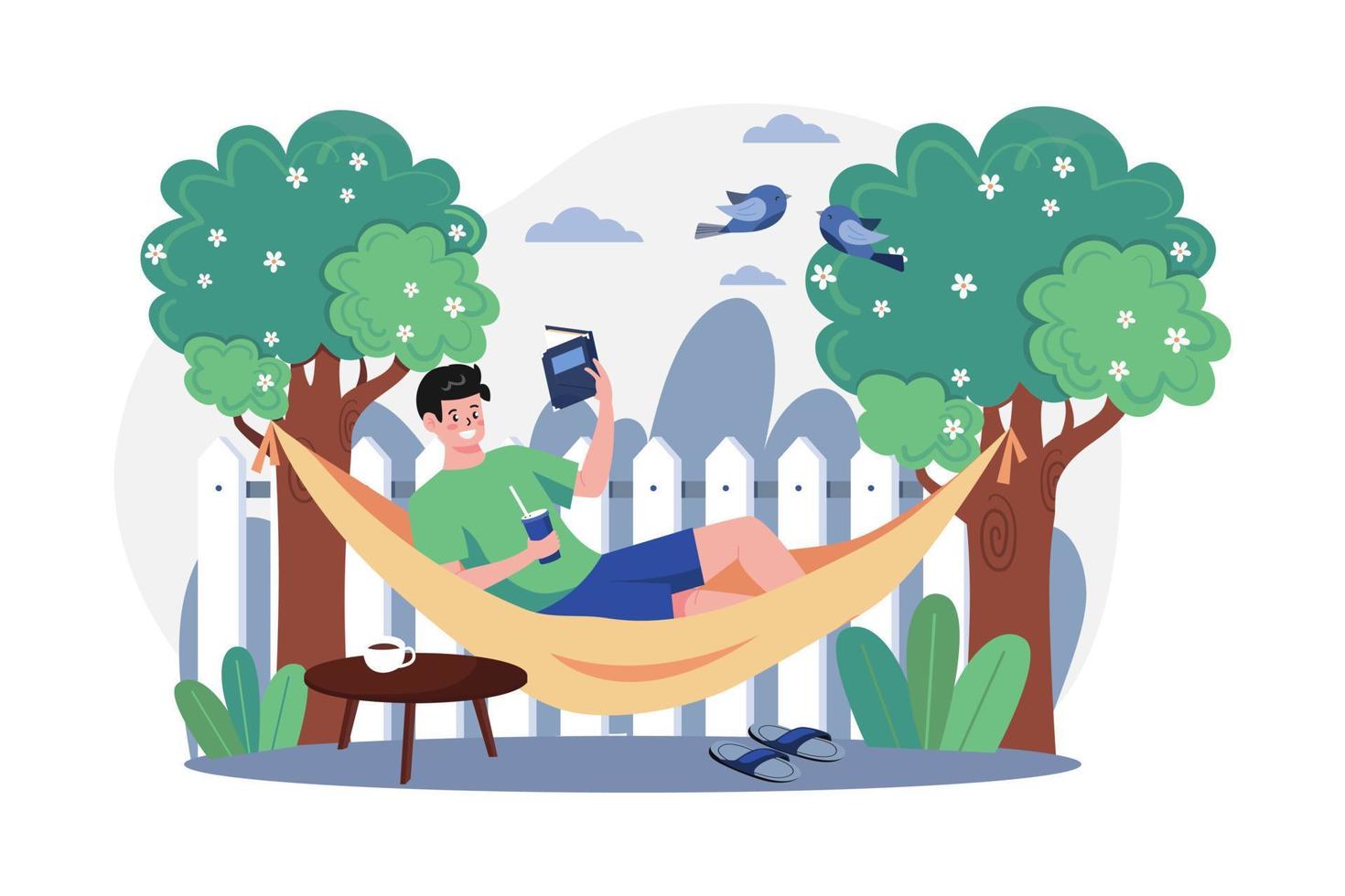 Boy Lying On The Tree Swing vector