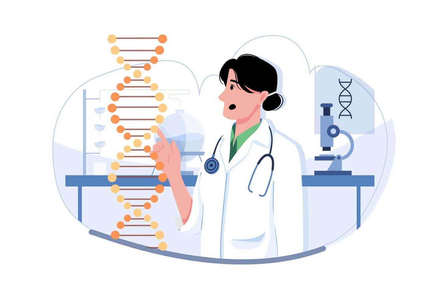 Female Scientist Doing DNA Research vector