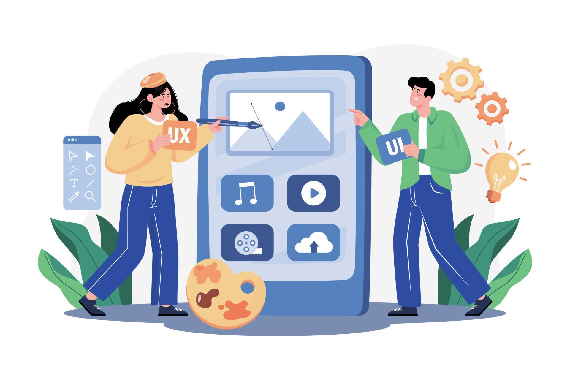 UX UI Designer Illustration concept. A flat illustration isolated on ...