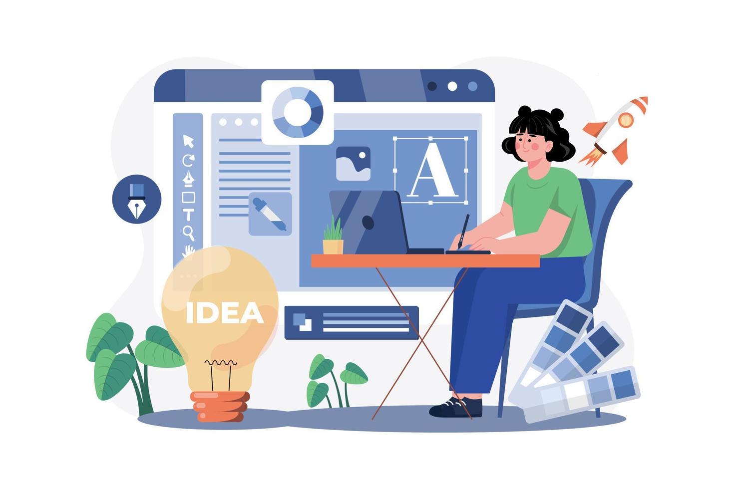 Graphic Designer Illustration concept on white vector