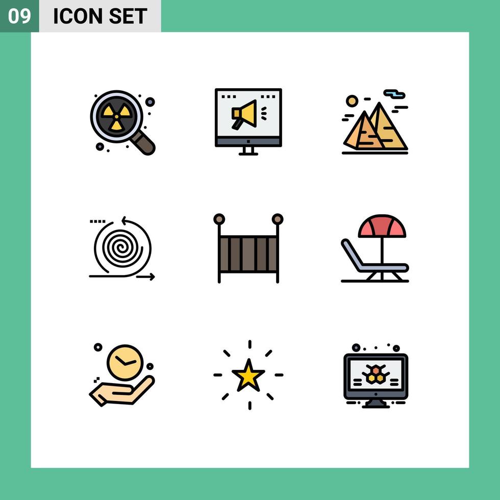 Set of 9 Modern UI Icons Symbols Signs for product iteration mountain cycles travel Editable Vector Design Elements