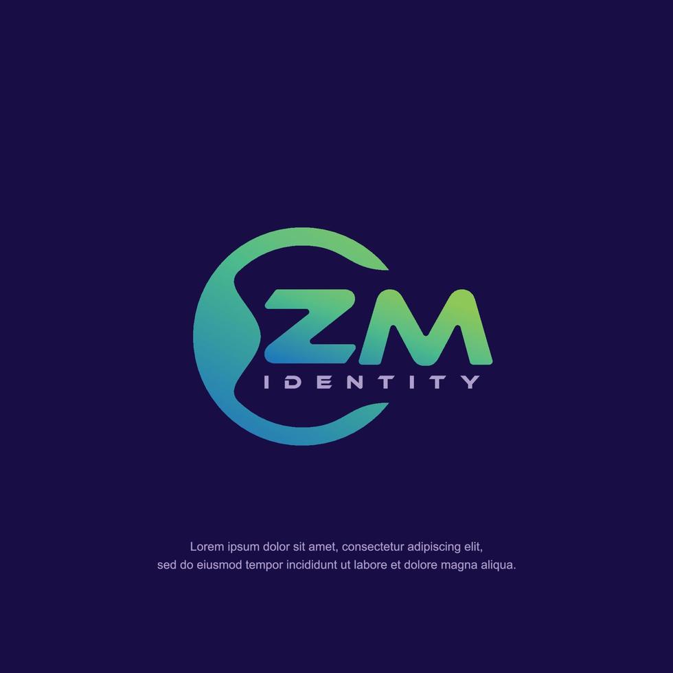 ZM Initial letter circular line logo template vector with gradient color blend