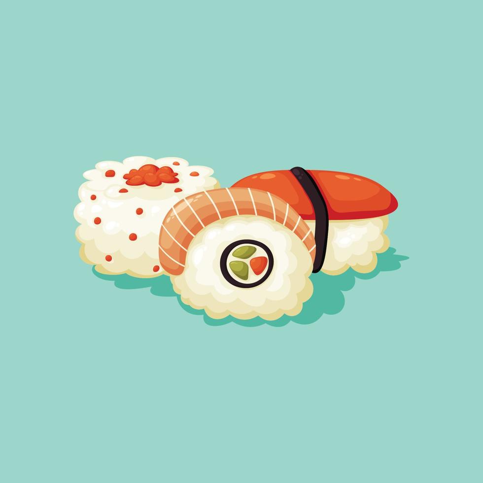 Sushi background. Design with cartoon style. vector