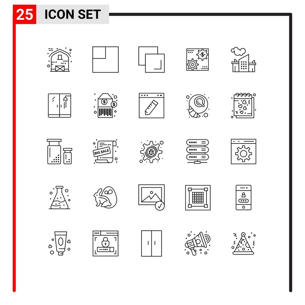 25 Line concept for Websites Mobile and Apps industry profit layers money make Editable Vector Design Elements
