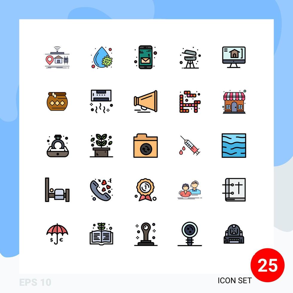 25 Creative Icons Modern Signs and Symbols of home summer platelets equipment barbecue Editable Vector Design Elements