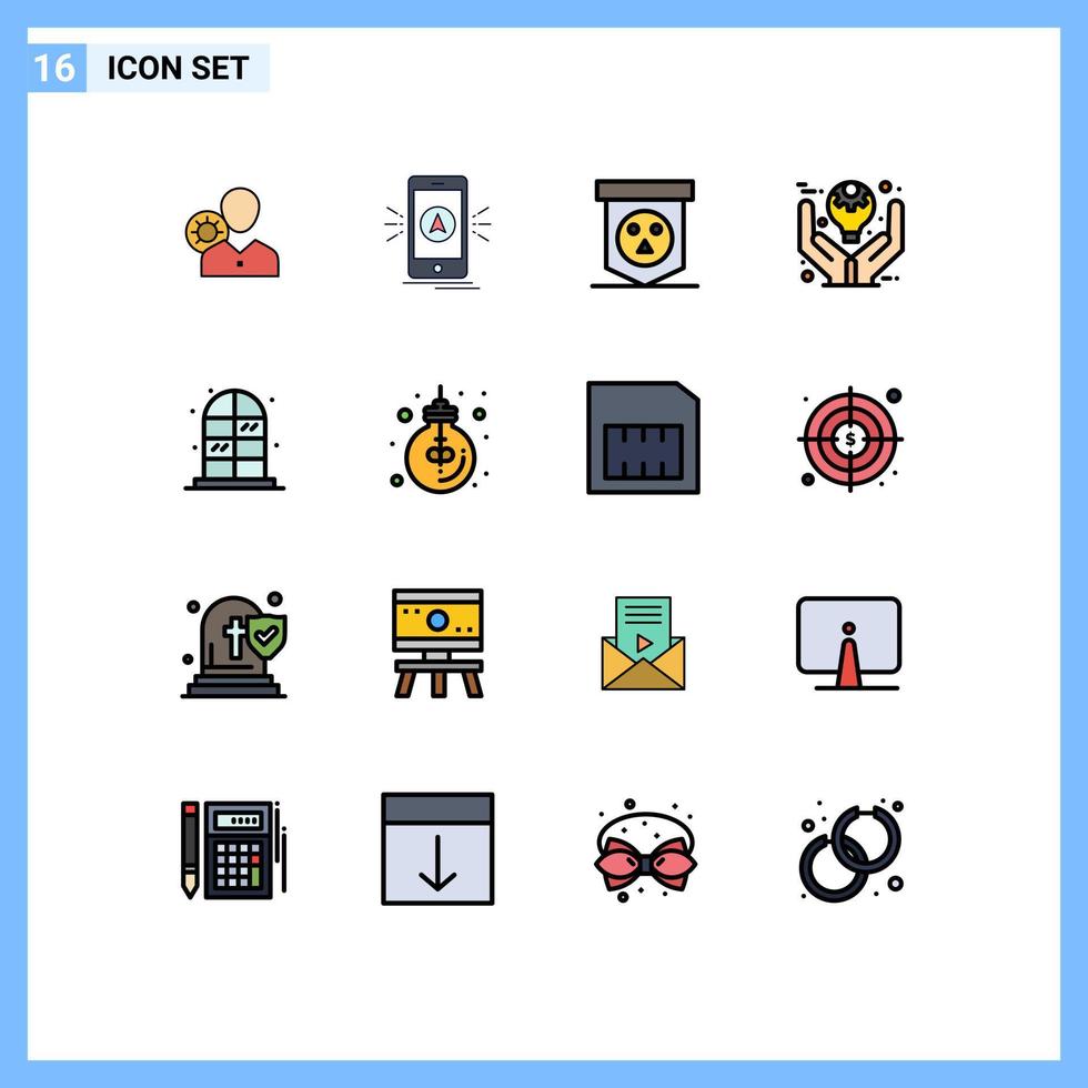 conjunto de 16 iconos modernos de la interfaz de usuario signos de símbolos para definir elementos de diseño de vectores creativos editables del tablero de horror de la aplicación del cráneo