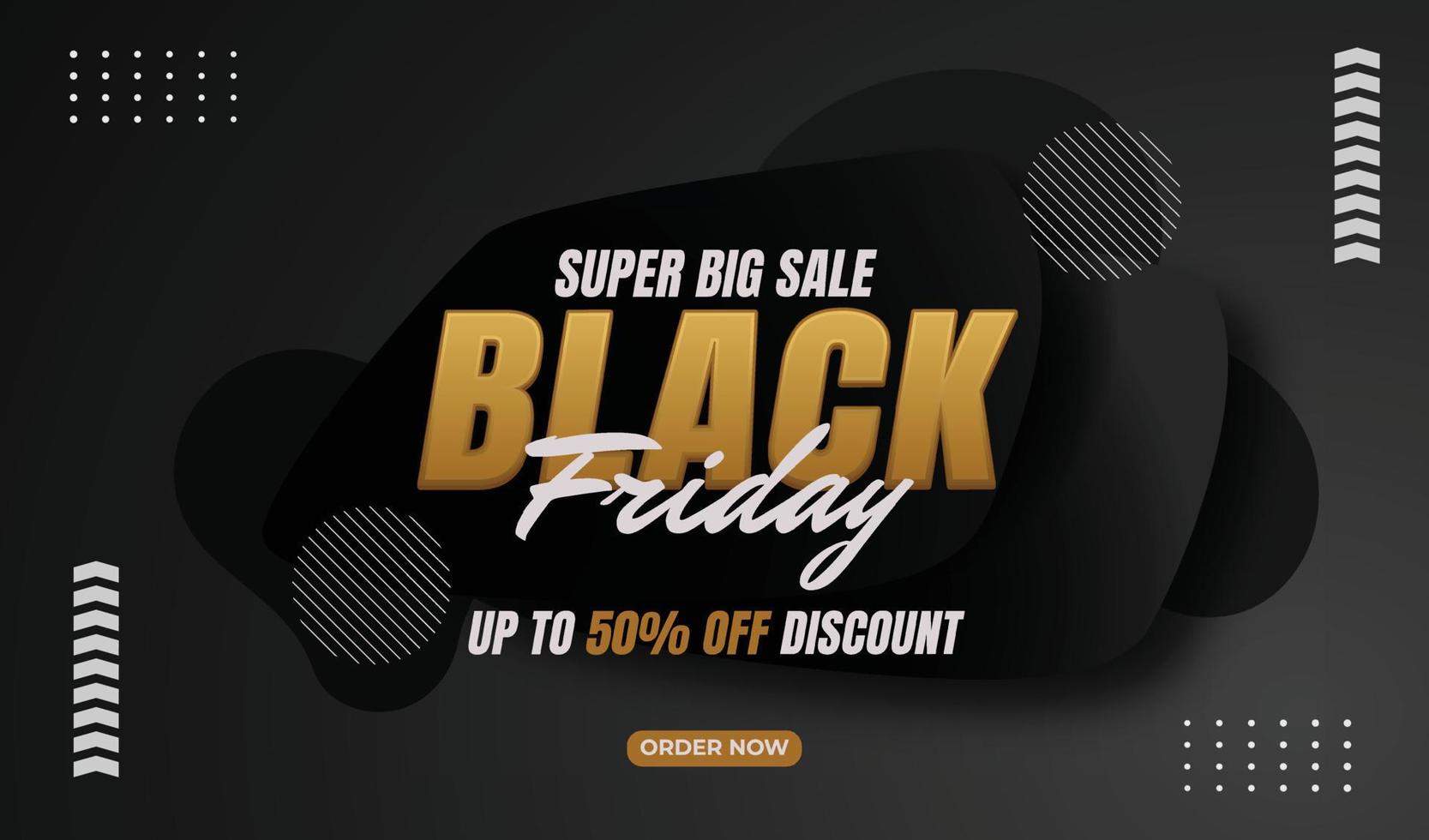 Black friday super sale banner with abstract black shapes background vector