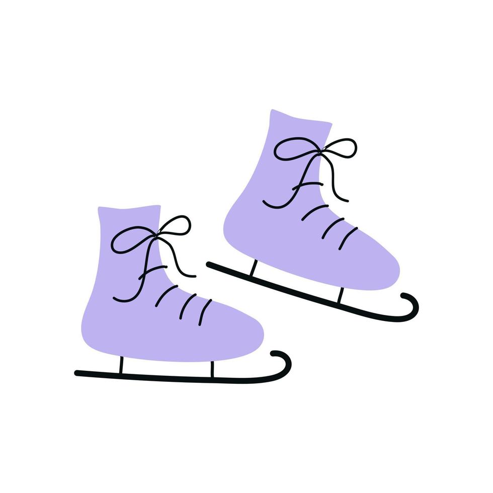 imágenes prediseñadas de patines artísticos. Ilustración de vector de estilo plano dibujado a mano de patinaje sobre hielo de ocio al aire libre activo de invierno. símbolo de decoración de vacaciones de navidad y año nuevo.