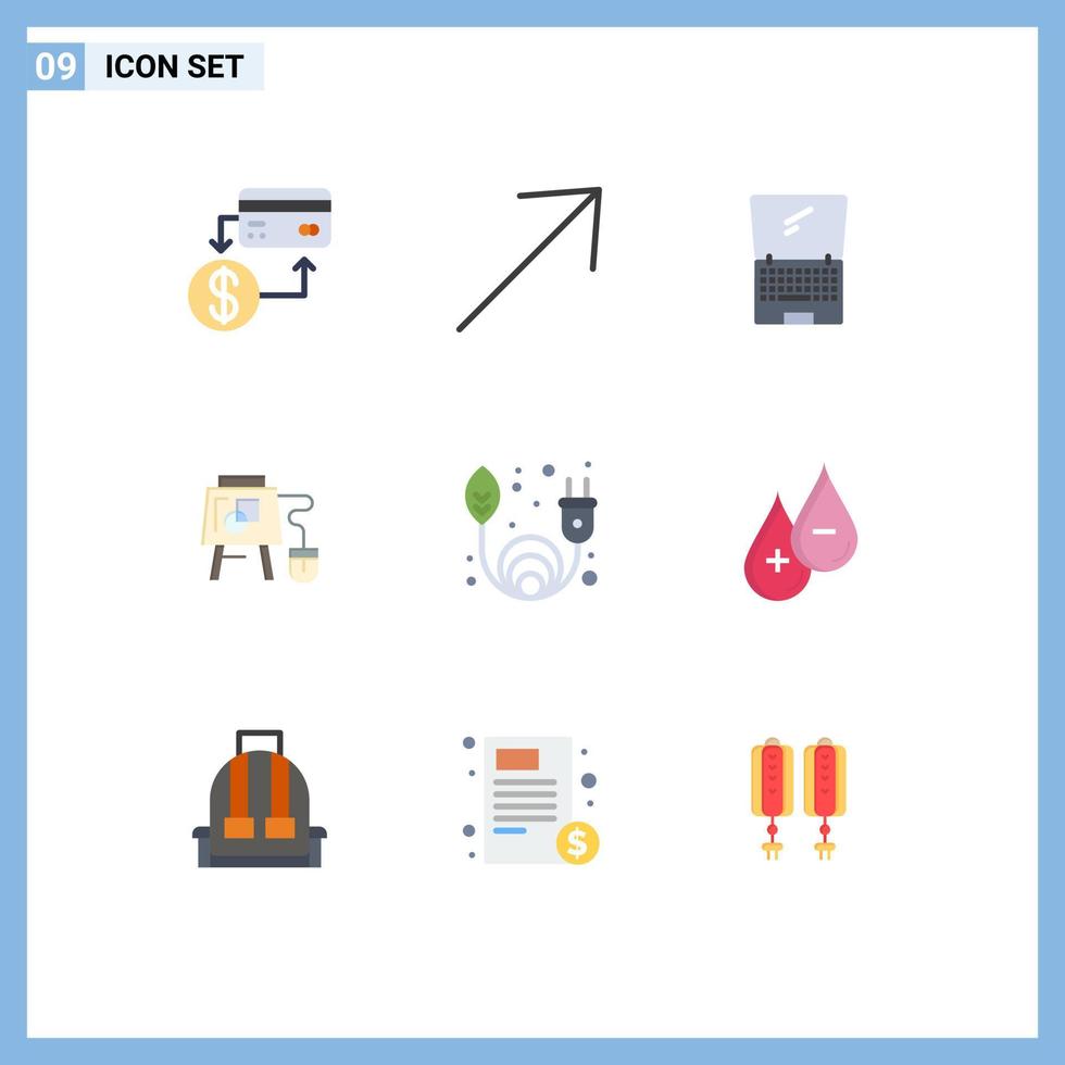 User Interface Pack of 9 Basic Flat Colors of clean energy board computer online flip Editable Vector Design Elements