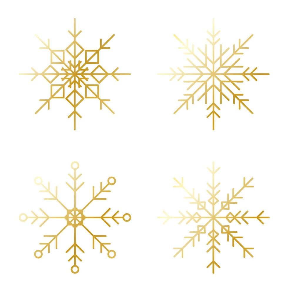 Set of gold winter snowflakes icon. Great design for any purposes. Vector illustration isolated on white background