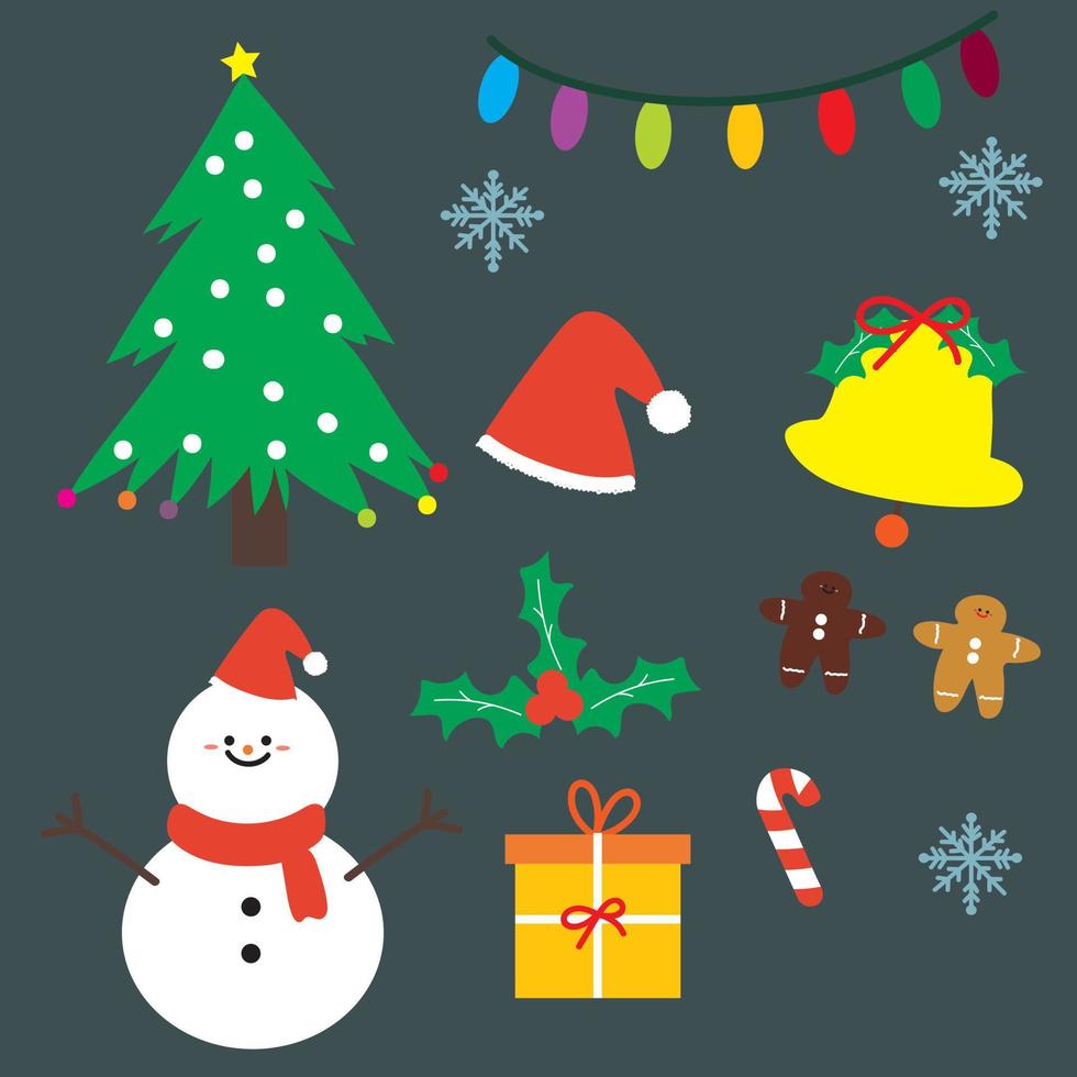 hand drawing cartoon christmas sticker set vector