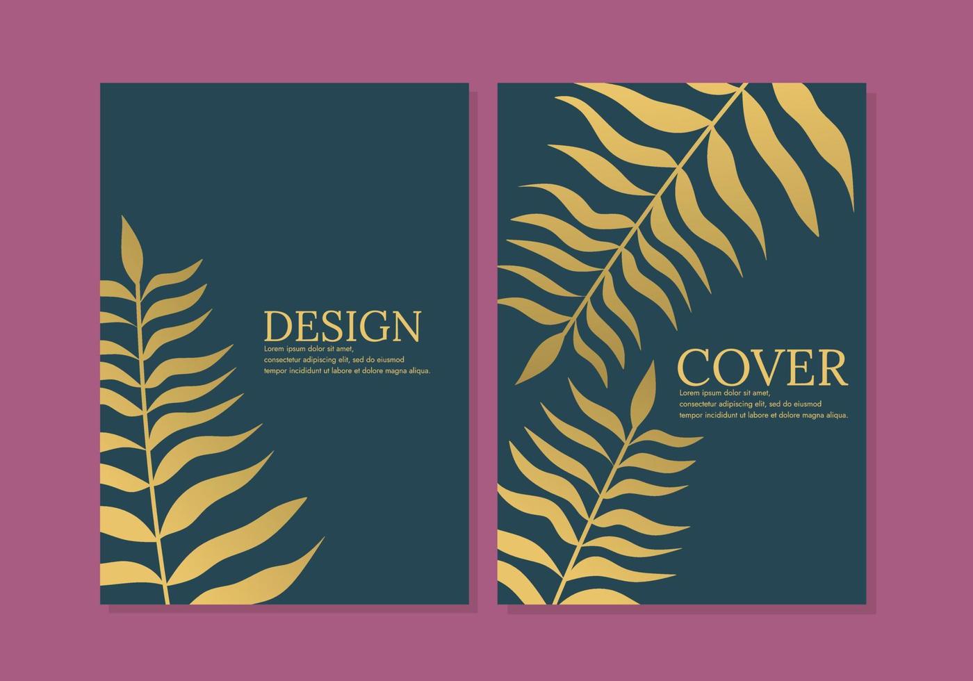 elegant botanical cover design set. navy blue and gold color background. A4 size for notebooks, journals, magazines, annual reports, invitations vector